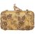 TARUSA Beige Silk Material Floral Box Clutch For Women's