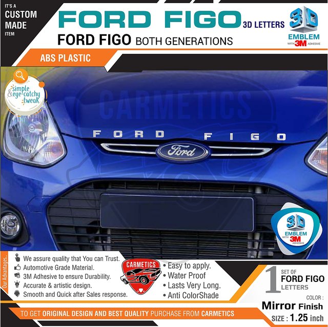 Buy CarMetics Ford Figo 3D Letters for Ford Figo Mirror Finish ...