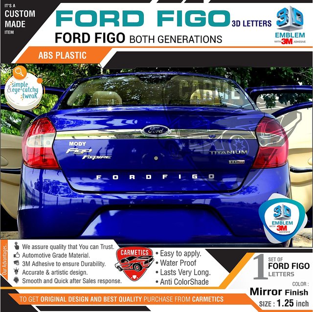Buy CarMetics Ford Figo 3D Letters for Ford Figo Mirror Finish ...