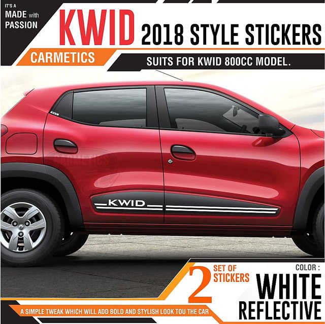 Buy CarMetics Kwid 2018 style stickers for Renault door kwid 800CC ...