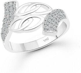 Vighnaharta Bridal Wedding Shine cz Rhodium Plated Alloy Ring for Women and Girls-[VFJ1411FRR7]