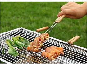 K Kudos 20 Pcs Stainless Steel Barbecue Skewers with Wood Handle Marshmallow Roasting Sticks