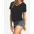Code Yellow Women's Black Plain Cross Neck Hosiery Top