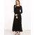 Code Yellow Women's Black Plain Velvet Winter Dress