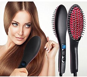 Professional Electric Hair Straightener Brush with Temperature Control and Digital Display Brush For Women