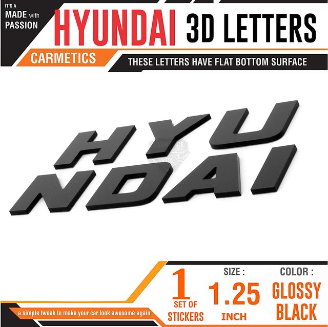 Buy Carmetics Hyundai 3d letters 3d stickers logo emblem accessories ...