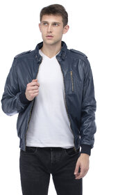 Lambency Men's Navy Biker Jackets