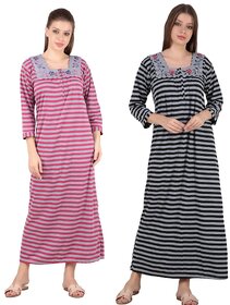 Kismat Fashion Winter Wear Woolen Hosiery Multi Color Long Nighty Pack Of 2