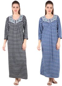 Kismat Fashion Winter Wear Woolen Hosiery Multi Color Long Nighty Pack Of 2