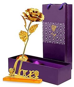 24K Golden Rose 10 Inches with Love Stand - Best Gift For Loves Ones, Valentine'S Day, Mother'S Day, Anniversary, Birthday