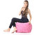Style Homez Square Cotton Canvas Polka Dots Printed Bean Bag Ottoman Stool Large Cover Only, Pink Color