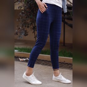 Seller Imported Blue Check's Stretchable Pants / Jeggings /Gym Wear /Yoga Wear /Casual Wear /Sport's Wear