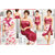 Be You Magenta Floral Women Nightwear Set / 5 Pieces Nighty Set