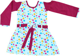 Flora's Self Design Cotton Frocks For Girls