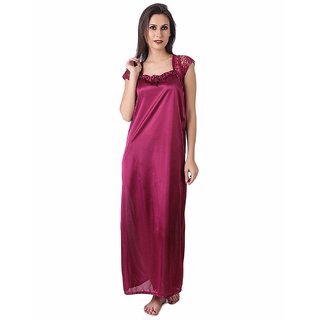 Rani colour  Satin Night Gown/Nightwear / Nighty  with Lace Work