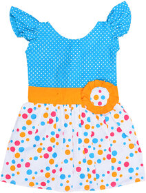 Flora's Self Design Cotton Frocks For Girls