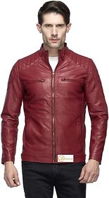Emblazon Men's Maroon Leather Jacket