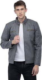 Emblazon Men's Grey Leather Jacket
