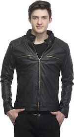 Emblazon Men's Black Leather Jacket
