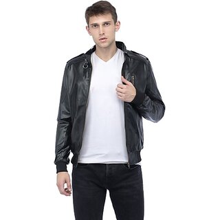 Emblazon Men's Black Leather Jacket