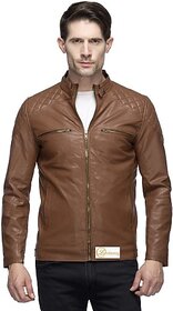 Lambency Men's Brown Leather Jacket