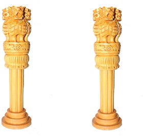 Wooden Ashoka Pillar with Carvings for Home Decor - 6 Inches.