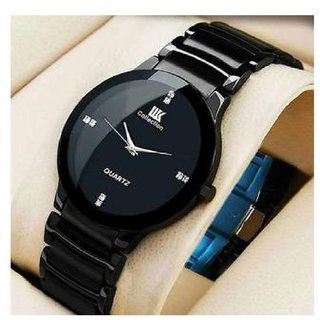 IIK Round Dial Black Metal Strap Analog Watch for Men