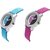 Designer Analogue Pink Blue Dial Womens Girls Combo Watch Leather Str