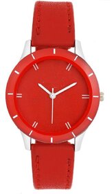 HRV CutGlass Red Leather Women Watch