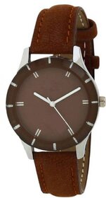 HRV CutGlass Brown Leather Women Watch