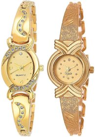 HRV Gold Oval And X Model Women And Gilrs Analog Watch