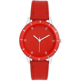 HRV CutGlass Red Leather Women Watch