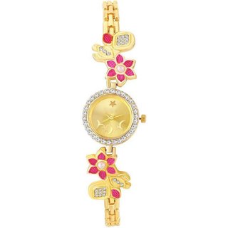 HRV Women Pink Fancy Gold look Wirst Watch