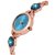 HRV RoseGold Blue Dial Folwer Stone Gift Women Watch