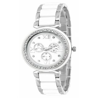 HRV Silver White Chronograph Best Women Watch BY HRV