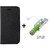 Flip Back Cover For Micromax Canvas Doodle 3 A102  / Micromax A102  ( BLACK ) With Mini Selfie Stick(Color May Vary)