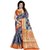 janvi sales women's designer blue banarasi silk saree with blouse piece(HATHI PATOLA BLUE)