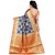 janvi sales women's designer blue banarasi silk saree with blouse piece(HATHI PATOLA BLUE)
