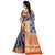 janvi sales women's designer blue banarasi silk saree with blouse piece(HATHI PATOLA BLUE)