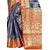 janvi sales women's designer blue banarasi silk saree with blouse piece(HATHI PATOLA BLUE)