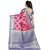 janvi sales women's designer pink banarasi silk saree with blouse piece(HATHI PATOLA PINK)