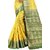 janvi sales women's designer lemon banarasi silk saree with blouse piece(LOTUS MOR LEMON)