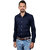 Vida Loca Dark Blue Color Cotton Designer Plain Shirt For Men