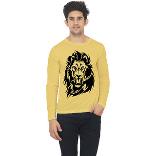 Yellow color full sleeve tiger t  printed tshirt