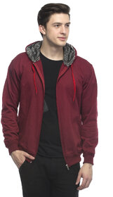 Lambency Men Maroon Hooded Sweatshirt