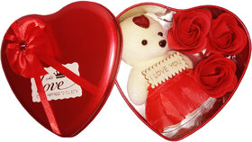 Eastern Club Valentine Day Teddy and Rose Gift Box Best Unique Gift for Love Ones (5 inch)