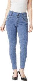 Miss Chase Women's Blue Skinny Fit High Rise Clean Look Regular Length Ice Wash Stretchable High Waist Denim Jeans