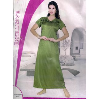 Daily Sleepwear Set 1pc Nighty Everyday Bedroom Fun Night Gown Gurlz Olive Green 6074 Night Dress Lounge Wear Maxi