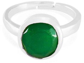 Jaipur Gemstone Natural Emerlad Stone 100 Certified Panna Silver Plated Ring.
