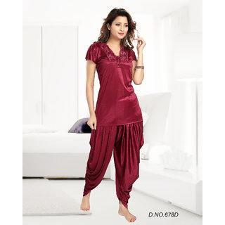 Women's Daily Night Set 2pc Top Patiyala / Dhoti Pant Hot Bed Sleepwear 678D Cherry Wedding Gift Idea Night Dress Set